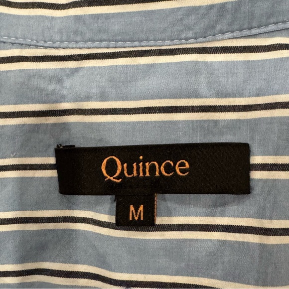 Quince 100% Organic Cotton Poplin Drop Waist Shirt Dress Blue Stripe size medium - Picture 6 of 11